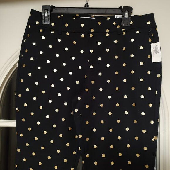 New Old Navy Pixie Black Gold Polka Dot Ankle Pants Size Women's 10 - Picture 2 of 2